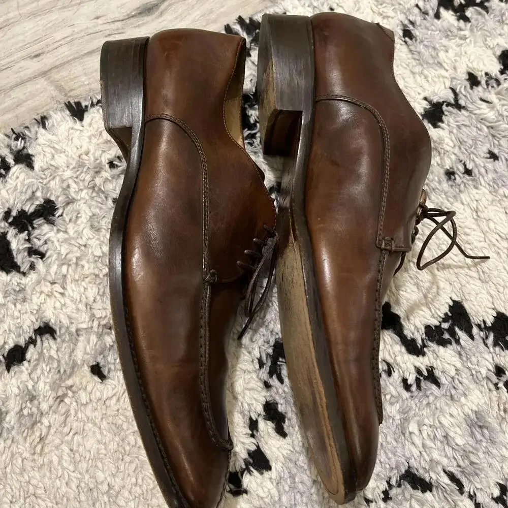 TO BOOT NEW YORK BROWN LACE UP DRESS SHOES SIZE 9.5M MADE ITALY GOOD CONDITION!